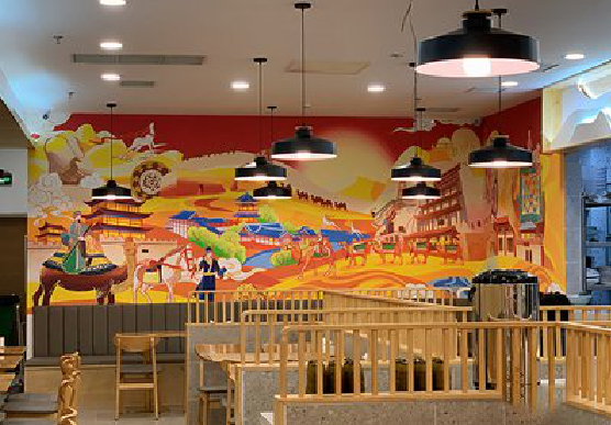 理县商业空间彩绘介绍。